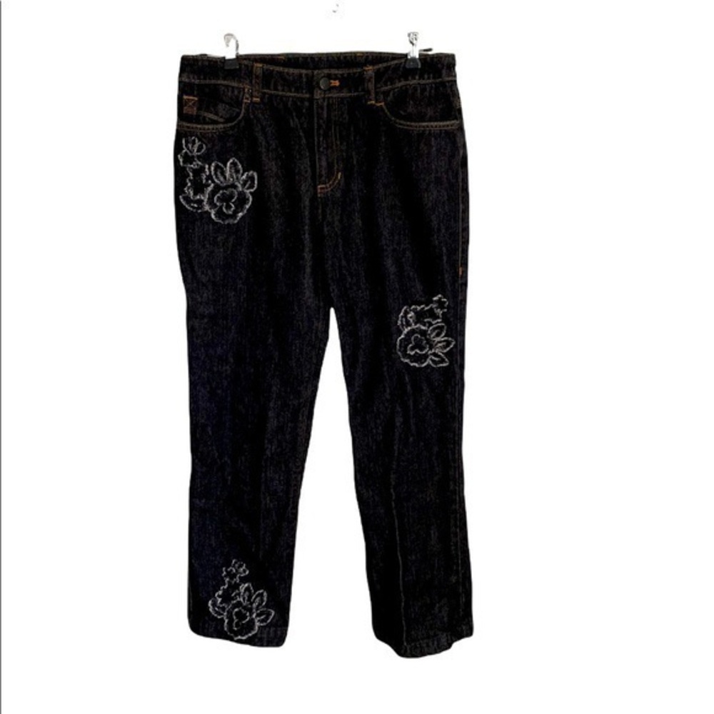 Jones New York Sport Floral Embellished Jeans 8 Petite - Picture 1 of 3